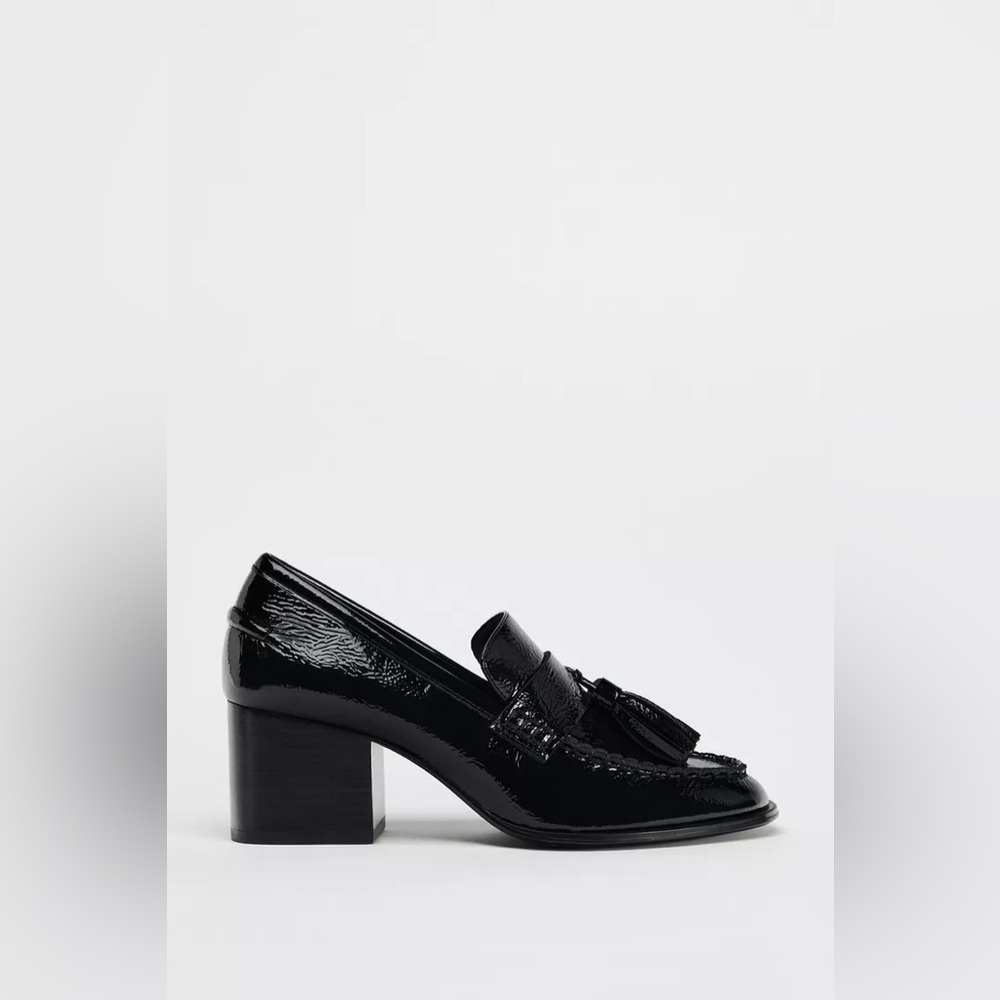 Zara | FAUX PATENT TASSELED LOAFERS | Black | Women’s Size 9, 40 - Picture 3 of 7